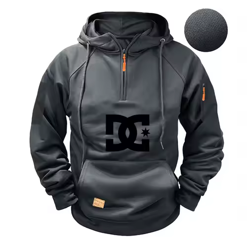 New men's fashion zippered pullover, long-sleeved sweatshirt, casual autumn sweatshirt, multi-pocket spring and autumn style - Image 7