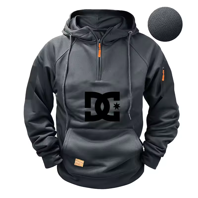 New men's fashion zippered pullover, long-sleeved sweatshirt, casual autumn sweatshirt, multi-pocket spring and autumn style - Image 7