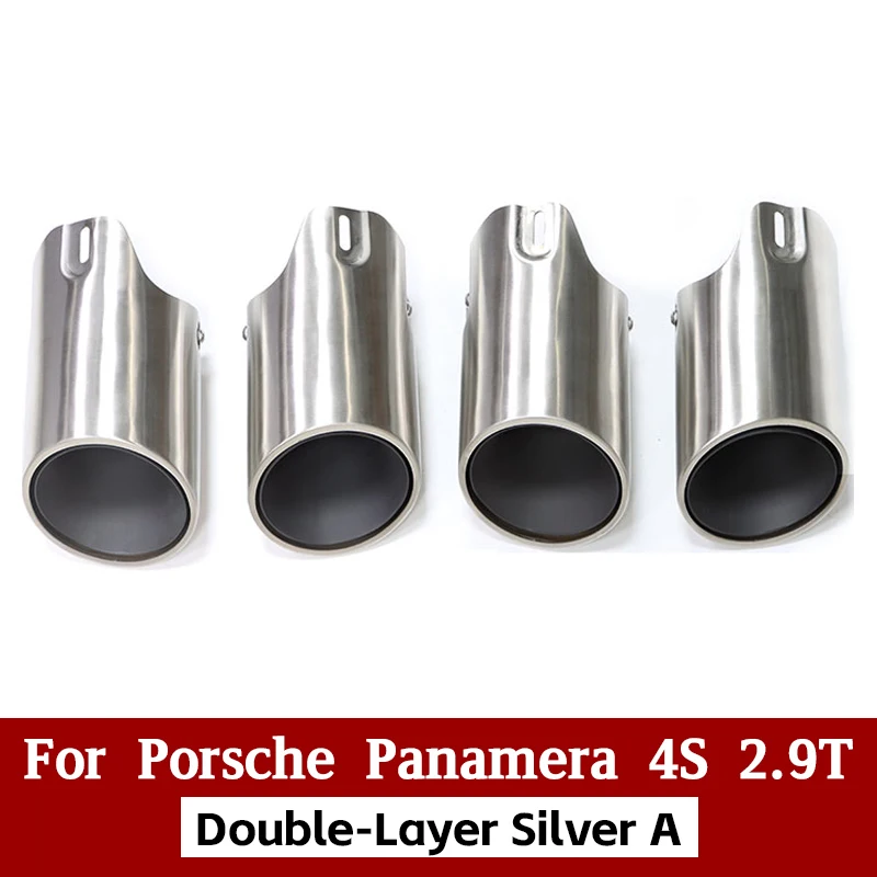 Voor Porsche Panamera 4 S 2.9 T 971 2017-2024 Uitlaat Rvs Zwart Uitlaat Uitlaatpijp Tip Nozzle vervanging Uitlaat