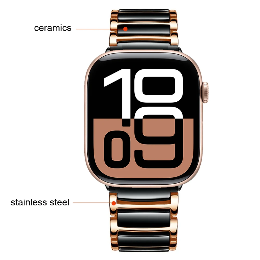 

Керамический металлический ремешок для Apple Watch Ultra 2 1 49 мм Роскошный нишевый браслет Iwatch 10 46 мм 42 мм 9 8 7 6 5 4 SE 45 мм 41 мм 44 мм 40 мм