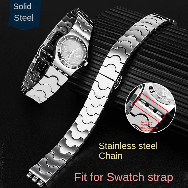 12mm Stainless Steel Strap for Swatch Irony Metal Women\'s Watch Chain YSS213G YSS288G YSS222G LK356G Ladies Bracelet Watchband