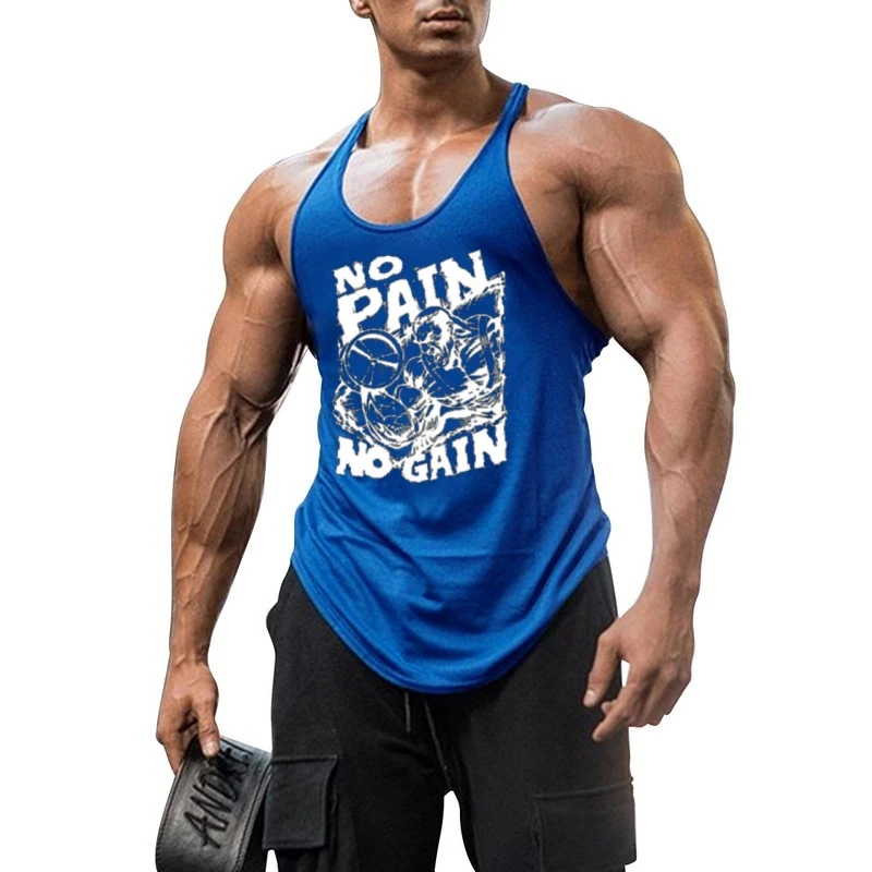 قميص رجالي مطبوع ثلاثي الأبعاد "بدون ألم ولا ربح" للياقة البدنية - سترة صيفية فضفاضة رياضية للشارع برقبة دائرية، تي شيرت للتمرين يسمح بالتهوية لصالة الألعاب الرياضية
