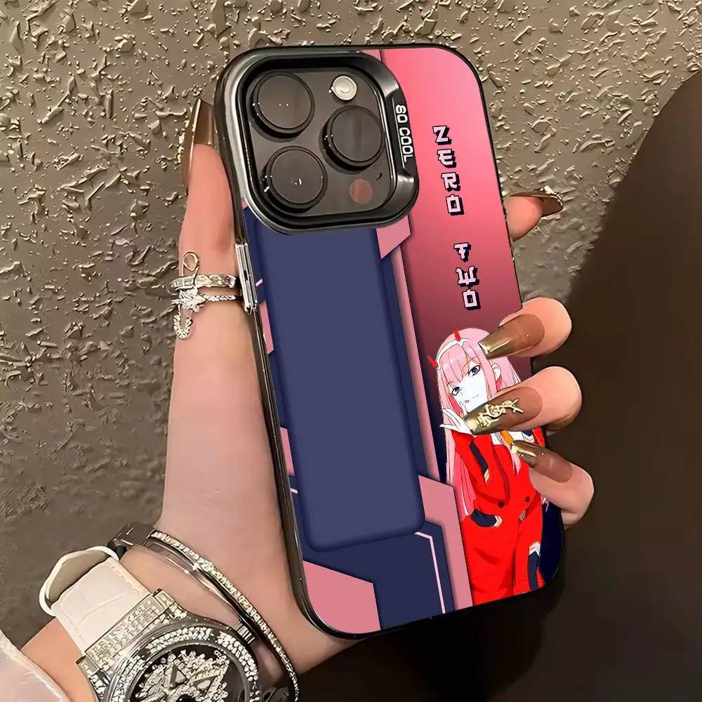 حافظة هاتف D-DARLING in the FRANXX 02 لهاتف iPhone 17,16,15,14,13,12,11 Plus، Pro Max، XS، حافظة هاتف فضية ملونة