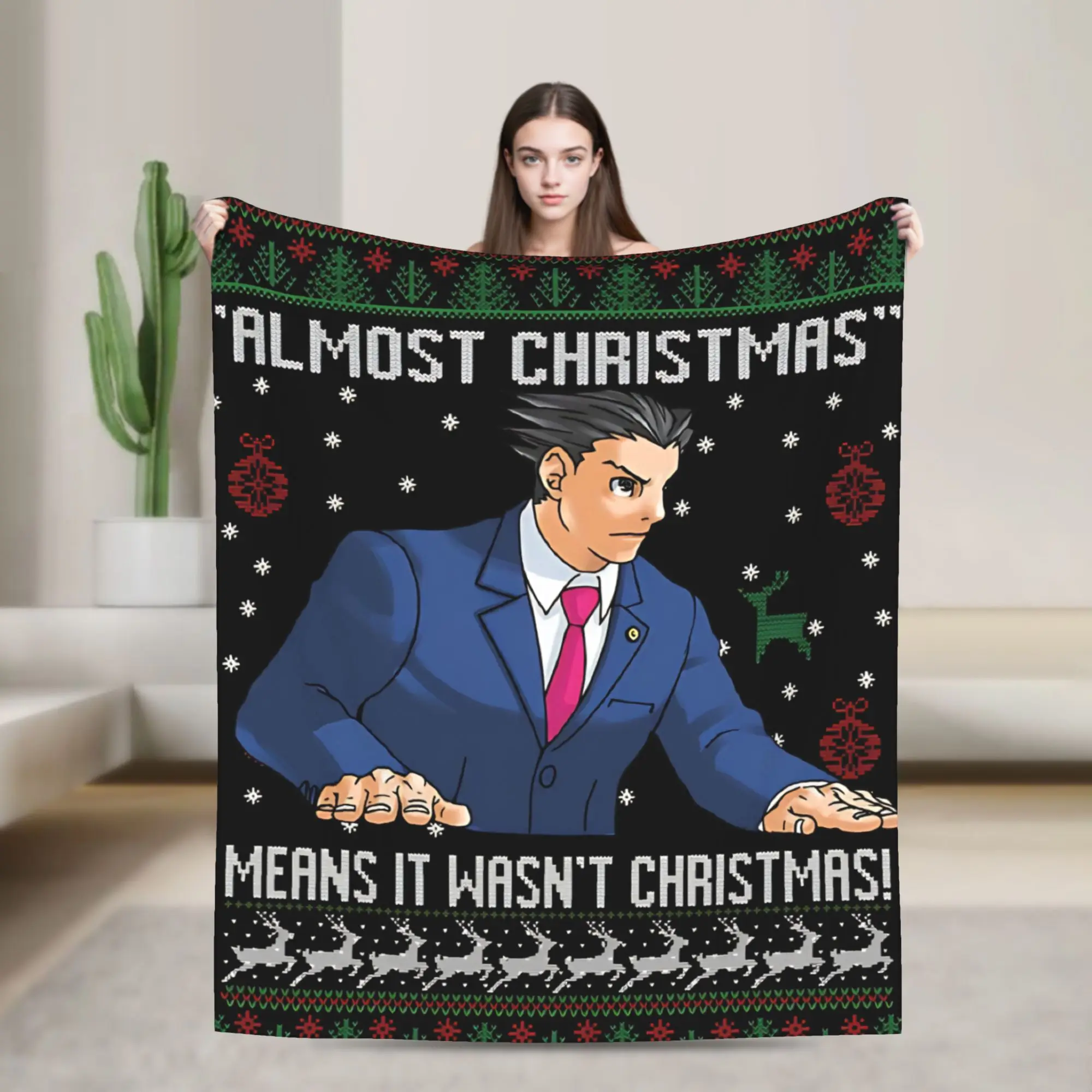 Couverture de lit Super Douce Phoenix Almost Christmas Means en flanelle de qualité supérieure Ace Attorney, couvre-lit moelleux et confortable pour toutes les saisons