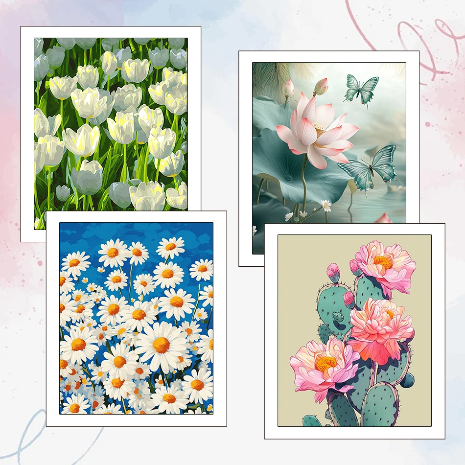 

RUOPOTY 40X50cm Canvas Painting By Numbers Flowers Watercolor Decorative Picture Drawing Handmade Acrylic Paints Color Markers