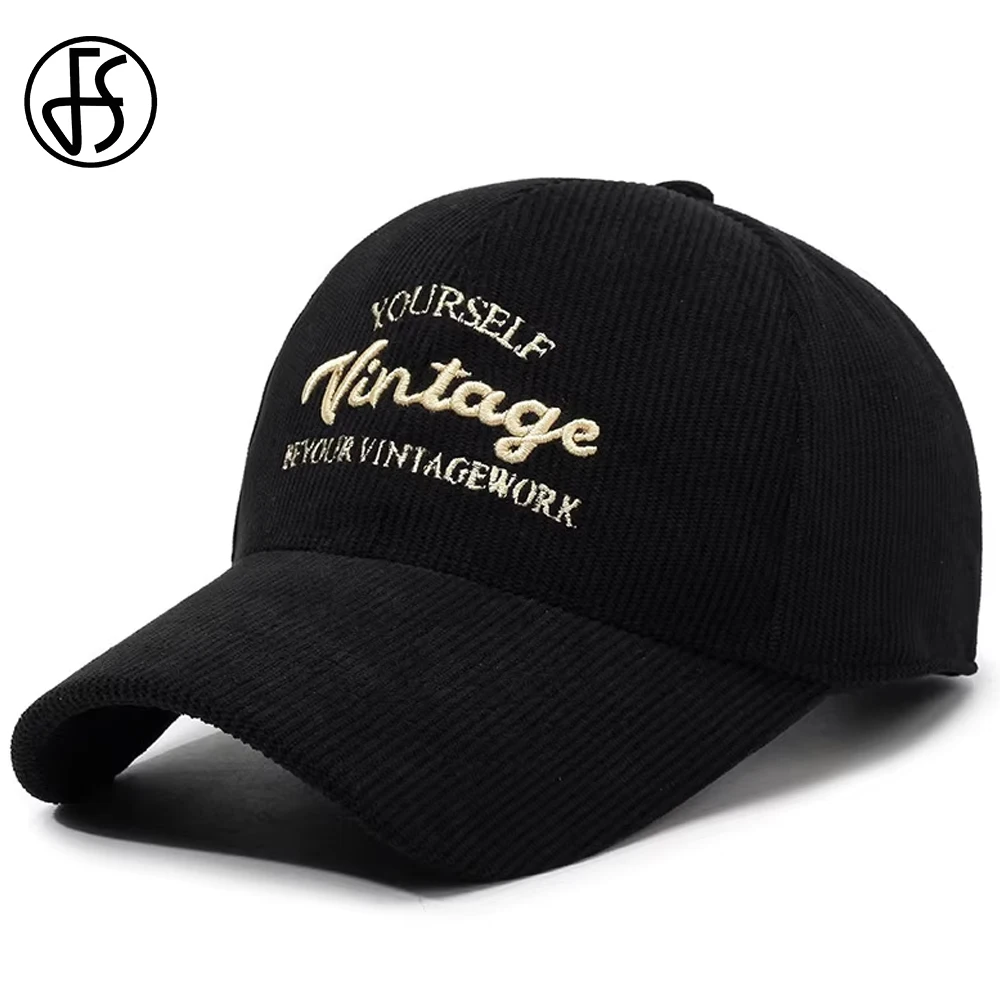 FS Trendy Letter Embroidery Black Golden Corduroy Women Hat Summer Baseball Cap For Men Outdoor Sports Golf Caps Bone 2025