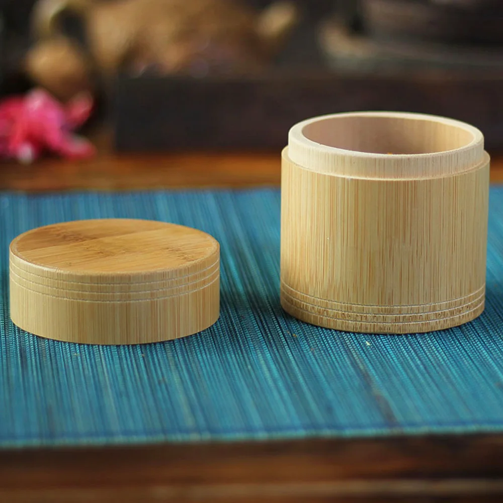 

Spice Tube Holder Bamboo With Lid Handmade Container Storage Box Organizer Tea Canister