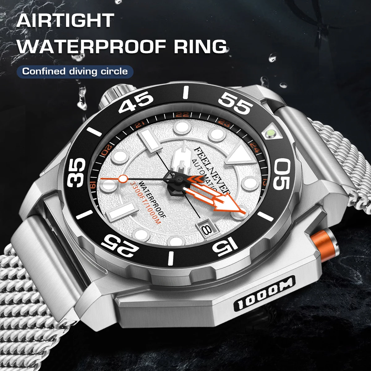 FEELNEVER Automatic Watches For Men Sapphire 316L Stainless Steel Diving Watch Men Waterproof Men's Mechanical Wristwatch Clock