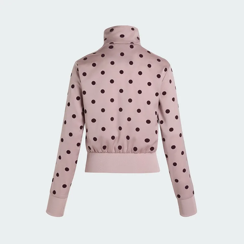 Adidas Clover Jacket Women's Autumn Satin Polka Dot Woven Funnel Collar Pink Jacket LI2851