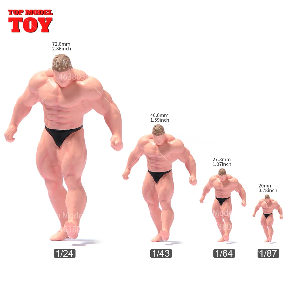 Painted Miniatures 1/24 1/64 1/43 1/87 กล้ามเนื้อ Man คุกเข่า Naked สาวชายฉากรูปตุ๊กตา Unpainted สําหรับรถยนต์