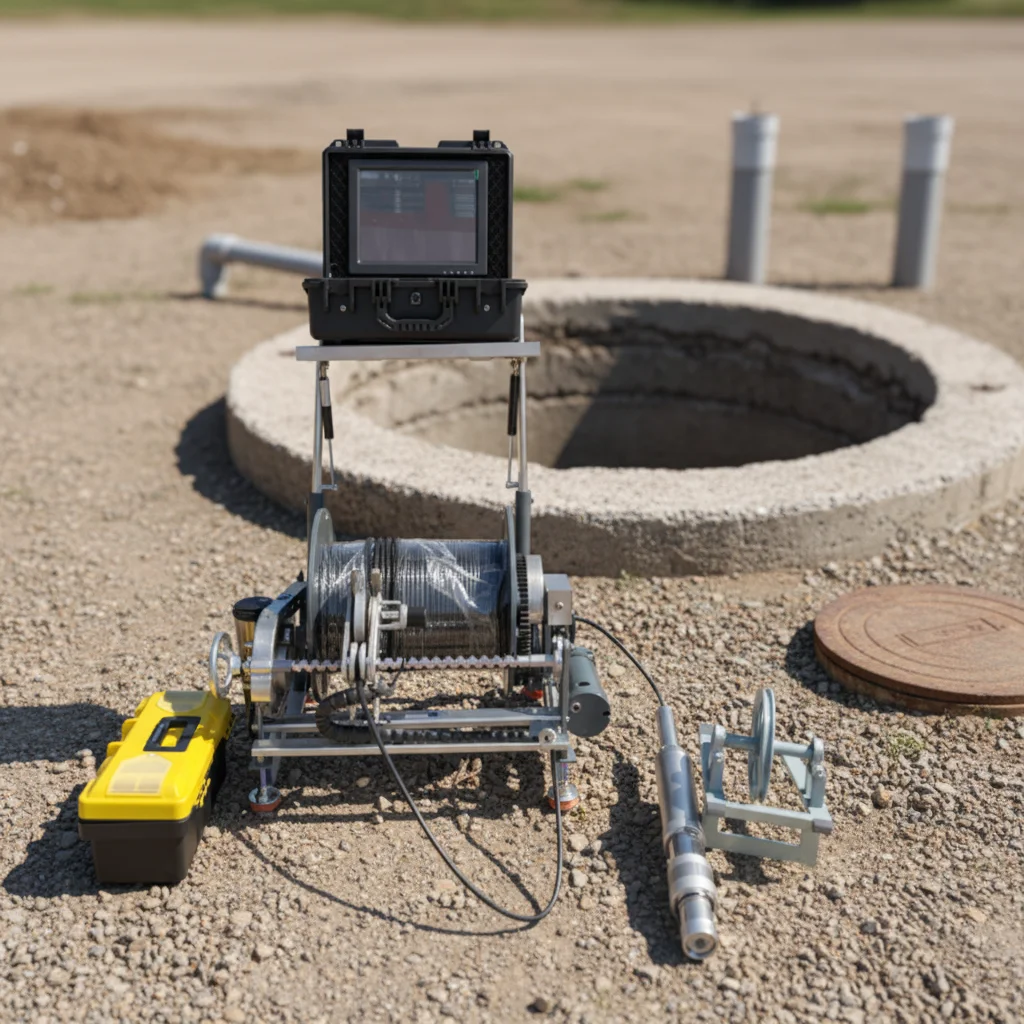 300m Mini Borehole & Water Well Inspection with Night Vision CCD Sensor H.264 Compression and DVR Storage