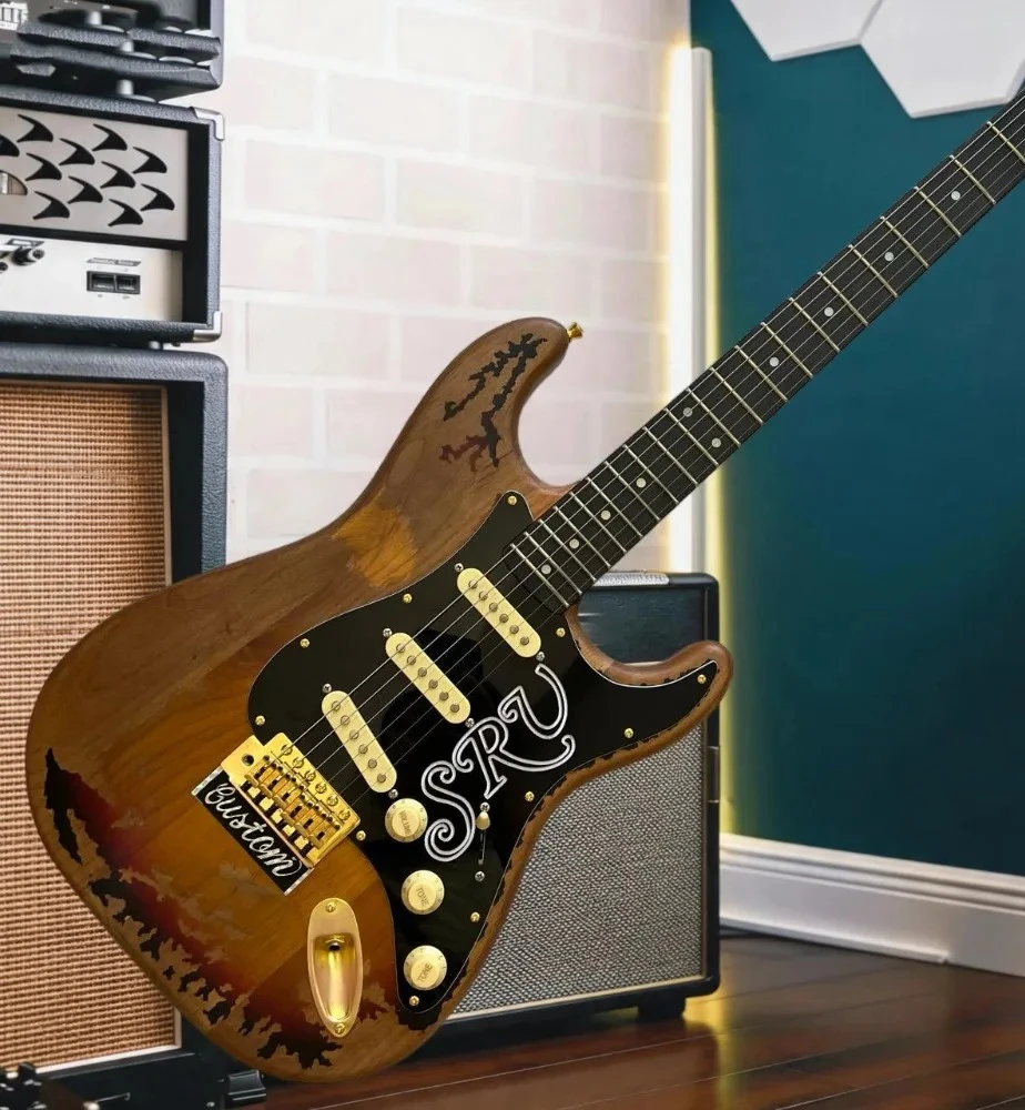 Hot sale Heavy Worn Make Old STQ Style Guitar Natural Wood Base Sunburst Peeling Paint Full Gold Hardware Professional Blues