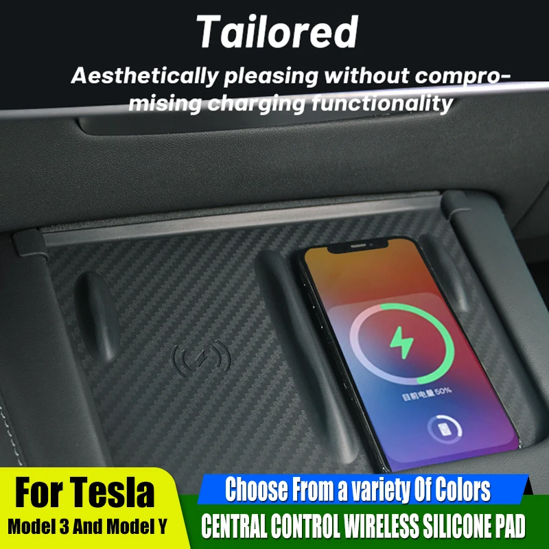 

Silicone Filled Car Skid Pad Interior Accessories For Tesla Model 3 Mode Y New Silicone Wireless AntiCar Mobile Phone Charging