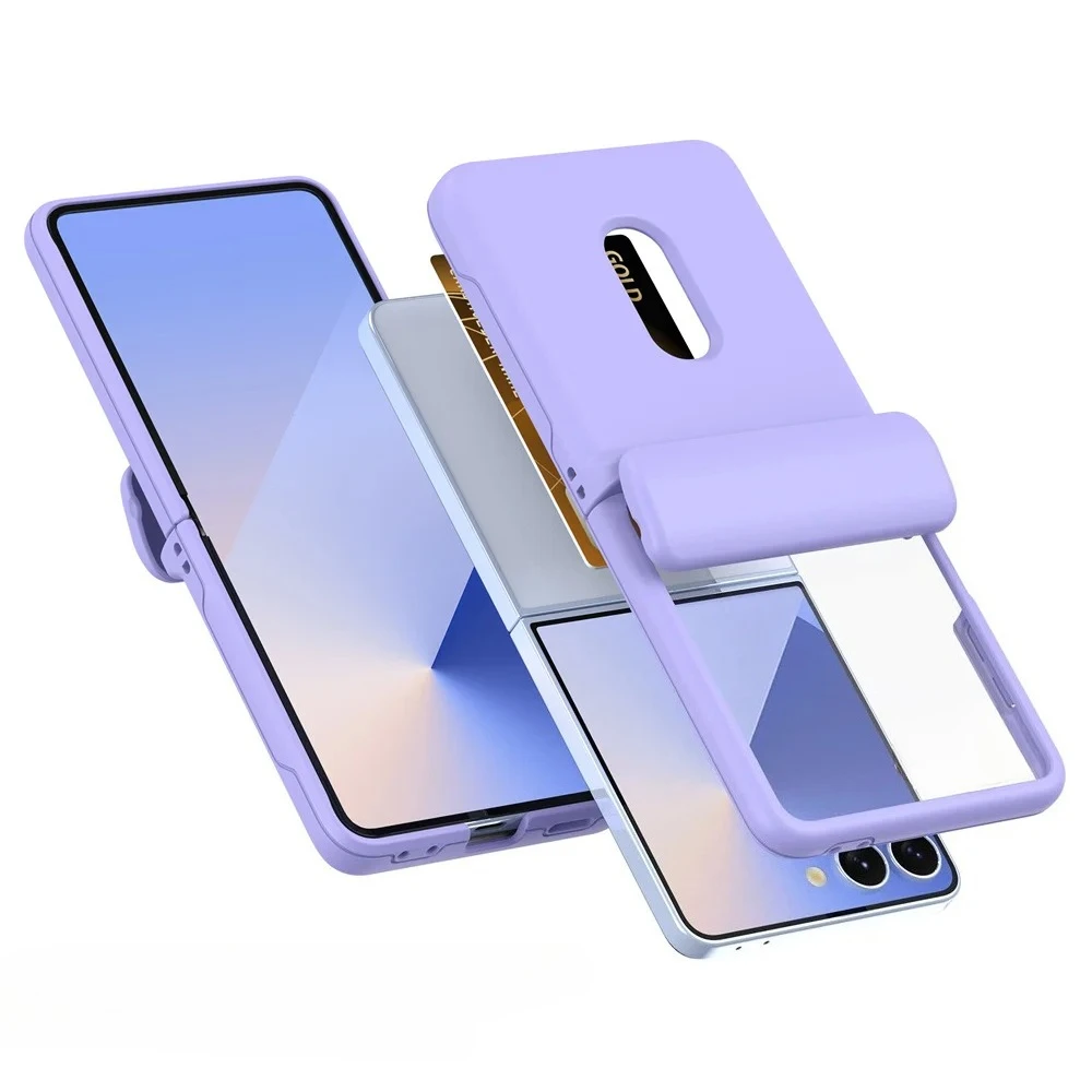 Brieftaschenhülle mit Kartenfach & Scharnierschutz für Samsung Galaxy Z Flip 8 7 6 5 4 3 Flip7 Flip6 Flip5 Flip4 Flip8 Handyhülle – Detail 12