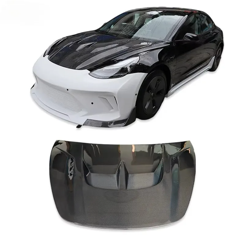 

Hot Selling for Teslas Model 3 Upgraded Carbon Fiber Engine Hood High-quality Car Bumper Engine Hood Wholesale Car Parts