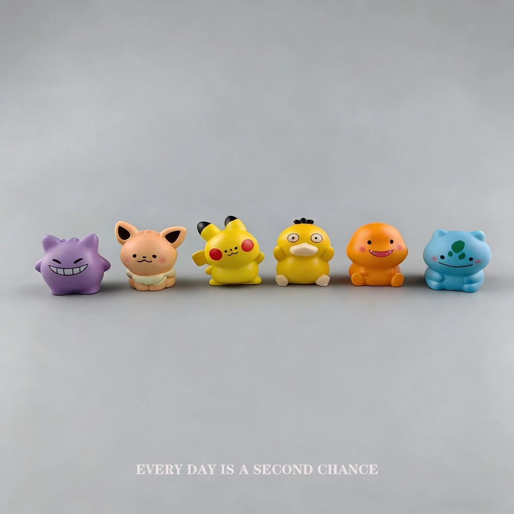 Anime Pokemon Psyduck Pikachu Bulbasaur Charizard Gengar Eevee Desk Decorative Ornament Workspace Mini Decorative Relaxation Toy