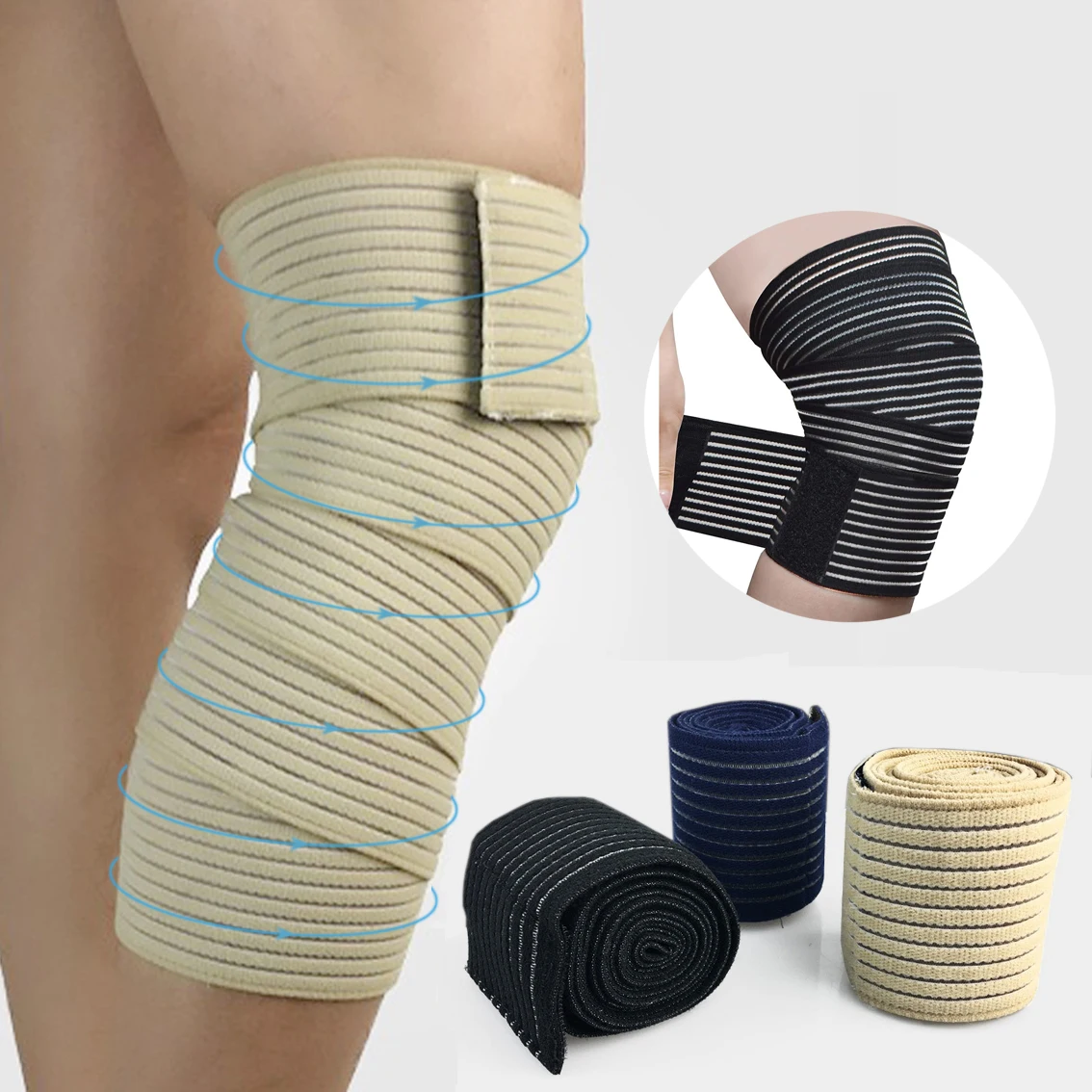

1 Pc Knee Wraps for Leg Calf Thigh Long Elastic Support Wrap Brace Compression Bandage for Weight-lifting Powerlifting Squats