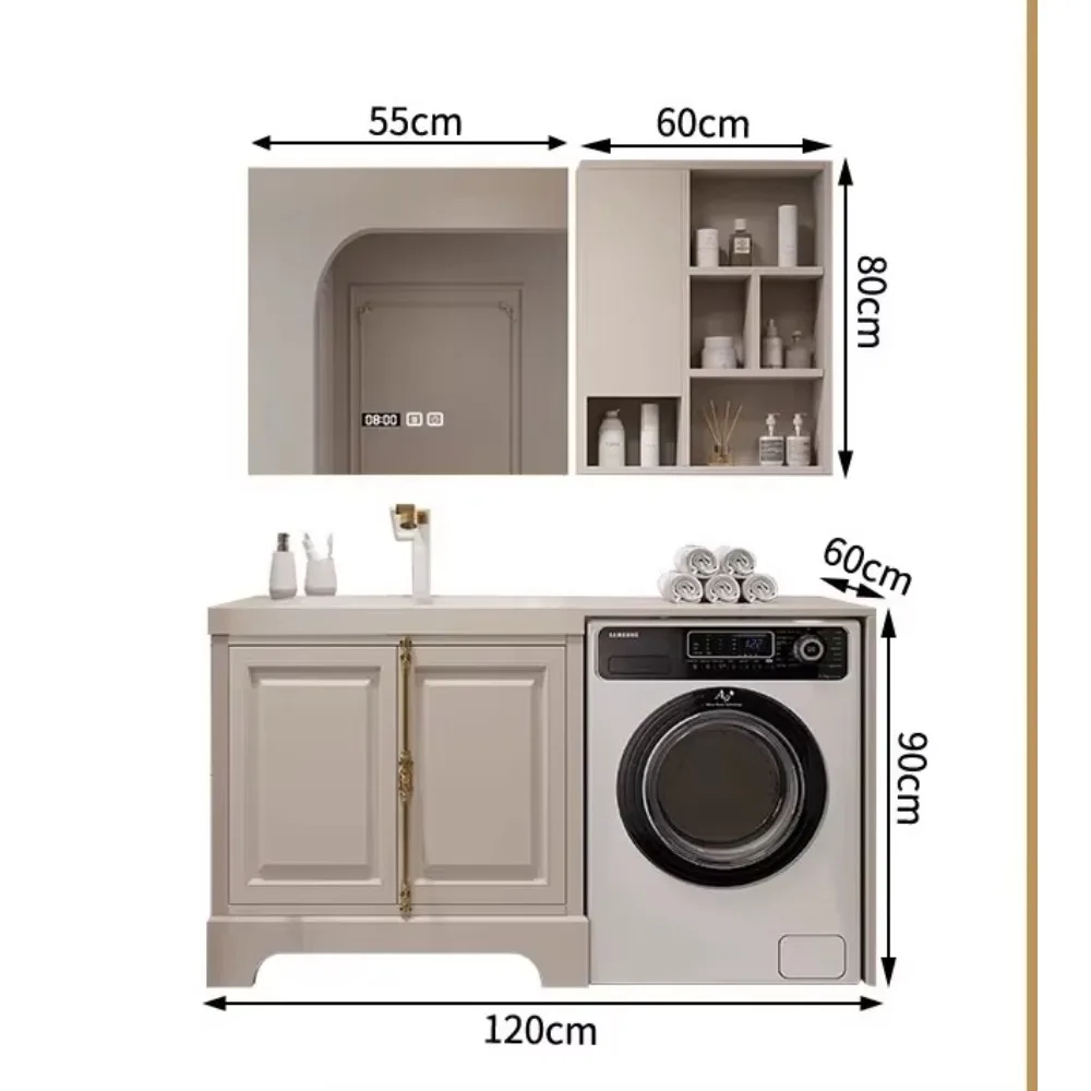 Single sink bathroom vanity, smart mirror wash basin