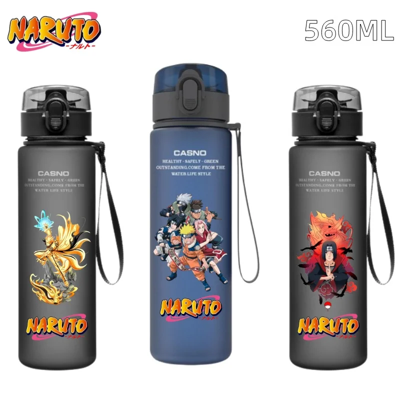 

560ML New Naruto Water Bottle Large Capacity Drinking Cup Portable Adult Outdoor Sports Kid Drinking Water Cup Uzumaki Sasuke