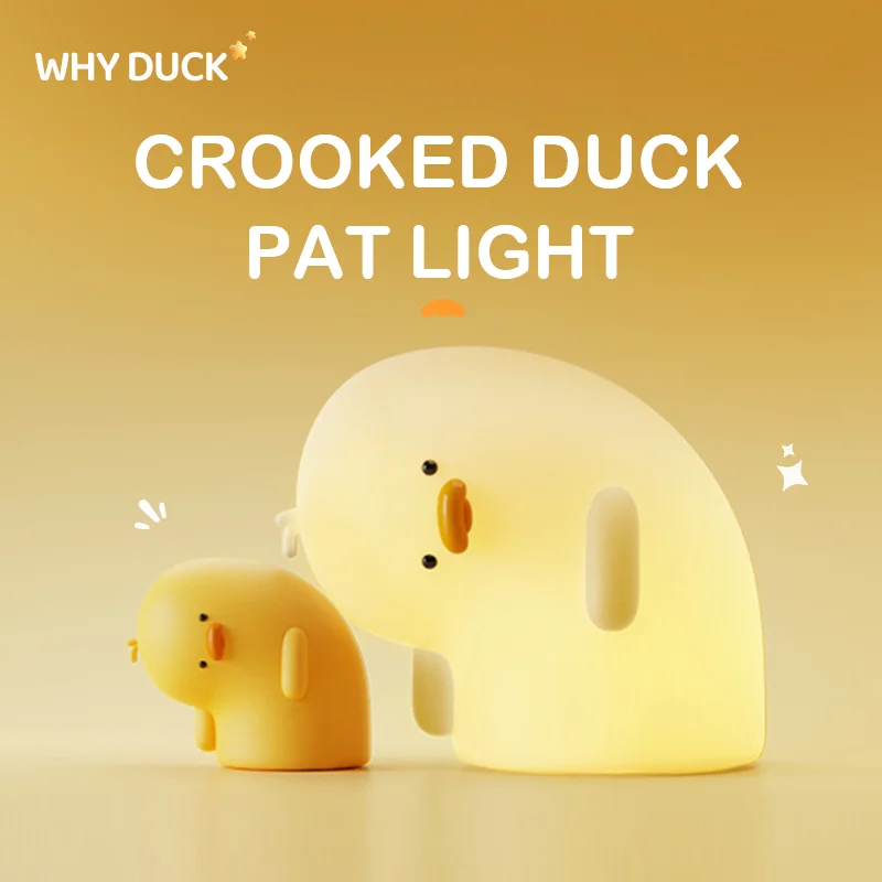 

Mini Crooked Duck Pat Night Light Creative Living Room Cute Duck Pat 3-speed Adjustable Light Desktop Decoration Cartoon Gift