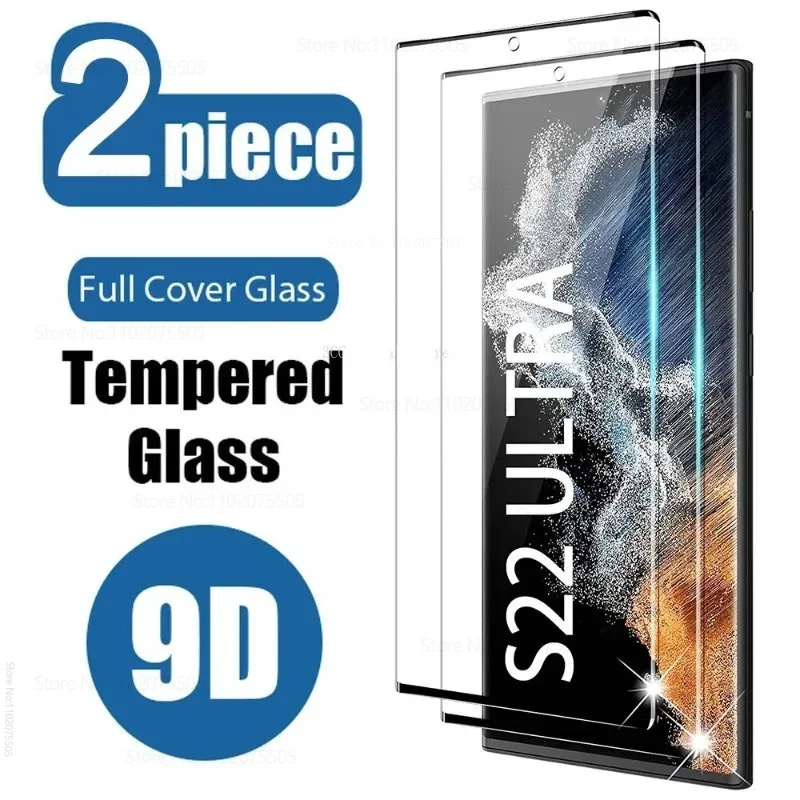 2Pcs 9D Full Cover Tempered Glass for Samsung Galaxy S24 S23 S22 Ultra S21 Plus Screen Protector for S21 S20 FE S10 S9 S8 Glass