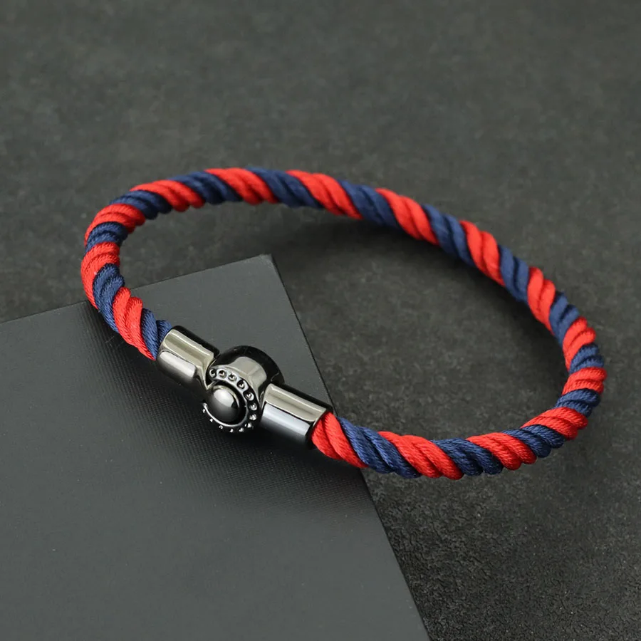 Noter New Nautical Bracelet For Men Creative Black Magnet Buckle Rope Braslet Fabric Wrap Braclet Gifts For Him Pulsera Hombre