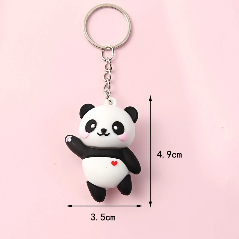 New Cute Cartoon Couple Panda Keychain Pendant Car Bag Key Chains for Women Jewelry Gift