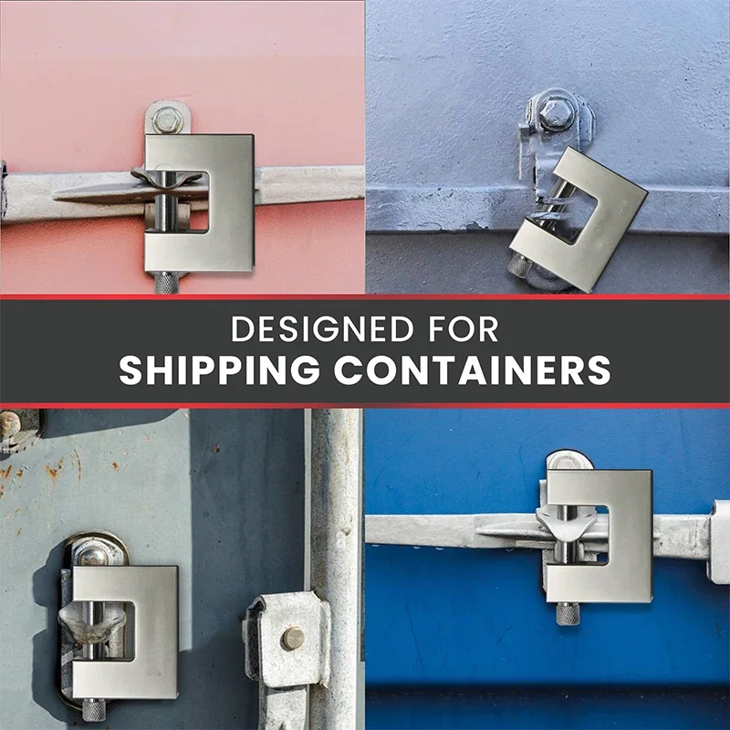 قفل مع مفتاح، أمان عالي 3 مفاتيح قفل عالي التحمل على شكل حرف D - حماية باب المرآب والحاويات والبوابة والمستودعات #5
