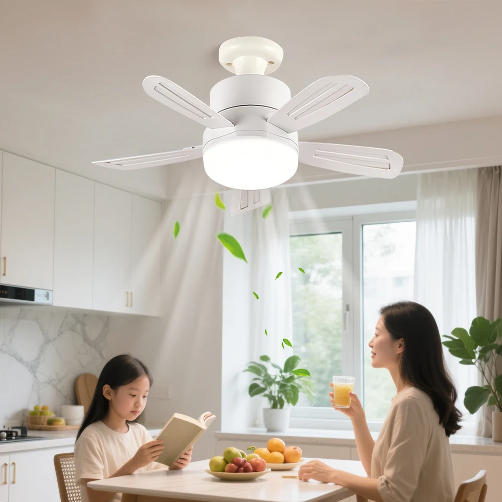 Elektrische draadloze ventilator met LED-lantaarn 3 versnellingen Universele dimventilator Moderne slimme koelventilator voor eetkamer Slaapkamer Woonkamer
