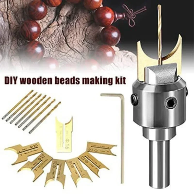 Wooden Bead Maker Woodworking Router Molding Tool Beader Stainless Steel Ball Blade DIY Skewer Woodworking Bead Cutter