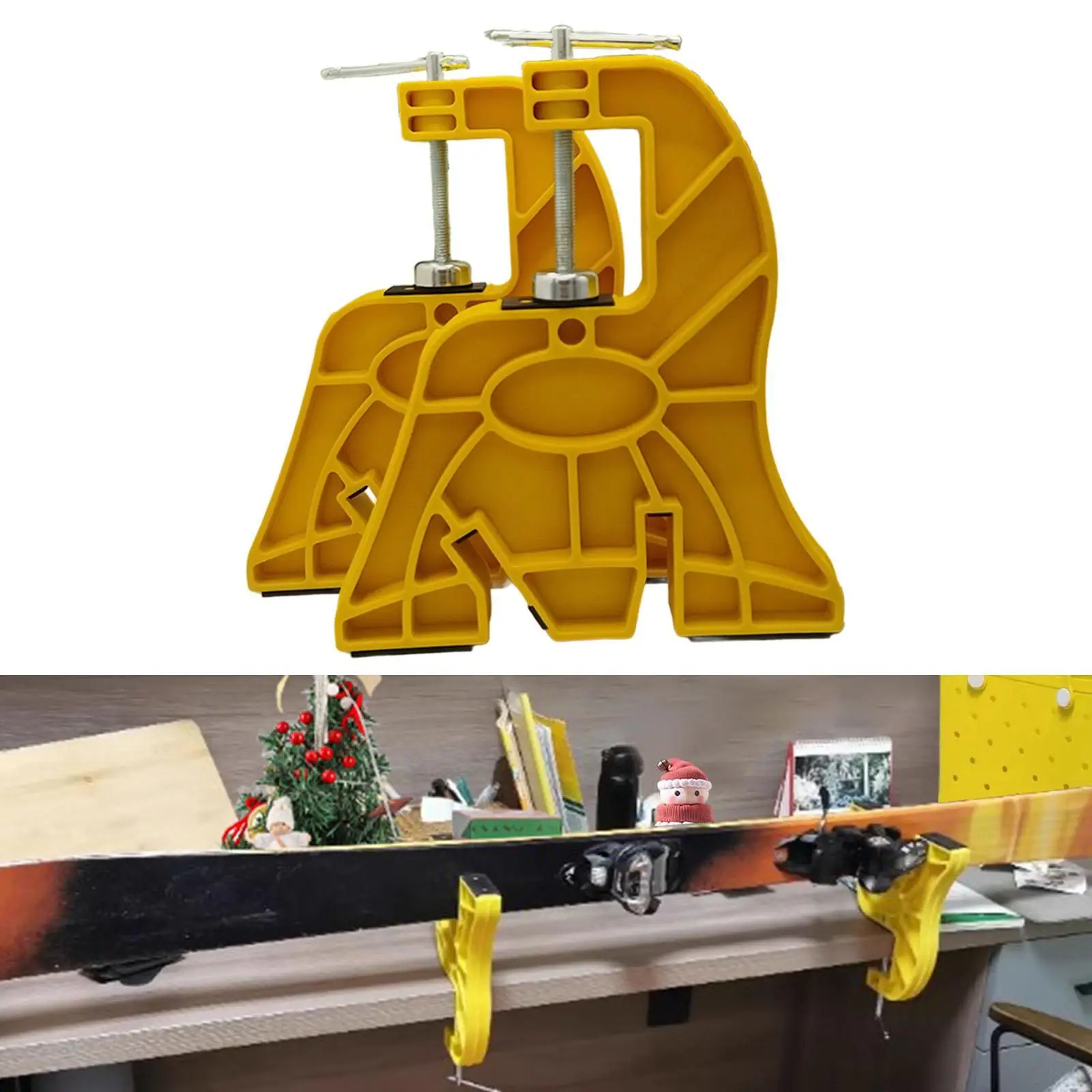 Ski Waxing and Edge Tuning Stand Lightweight ABS Metal Vise Pair Set for Home Bench