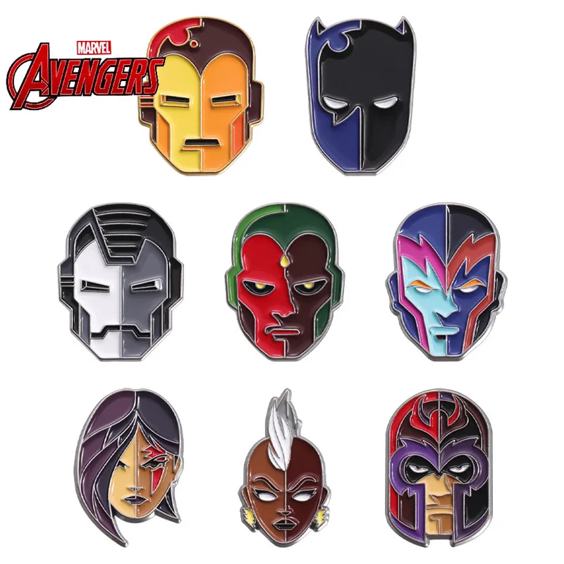 

1/8PCS Marvel peripheral character avatar brooch Black Panther Iron Man Vision metal badge costume pin bag charm gift for friend