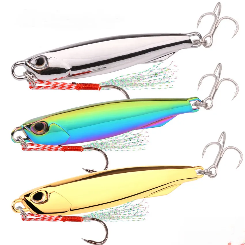 1pcs Silver Color Sea Fishing Bait 7g 10g 15g 20g 30g 40g Jigging Lure Far throw Luya Metal Fishing Lure Saltwater Lures