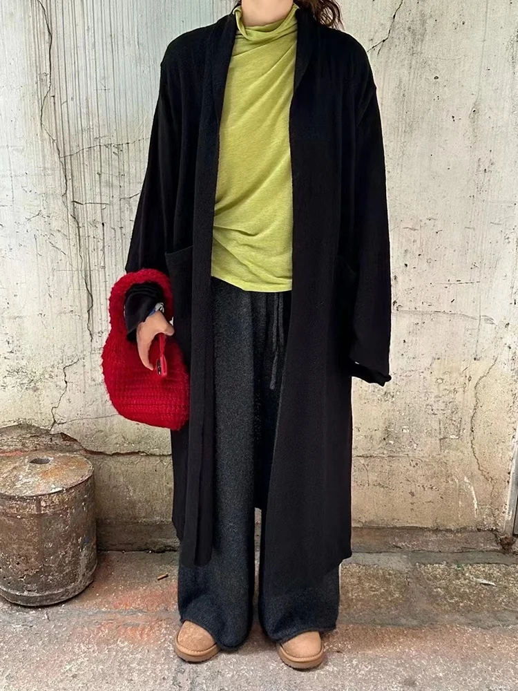 

Ультракомфортные шерстяные брюки с глубокой посадкой и шнурком для женщин больших размеров, в стиле ретро, осенне-зимняя модная женская одежда