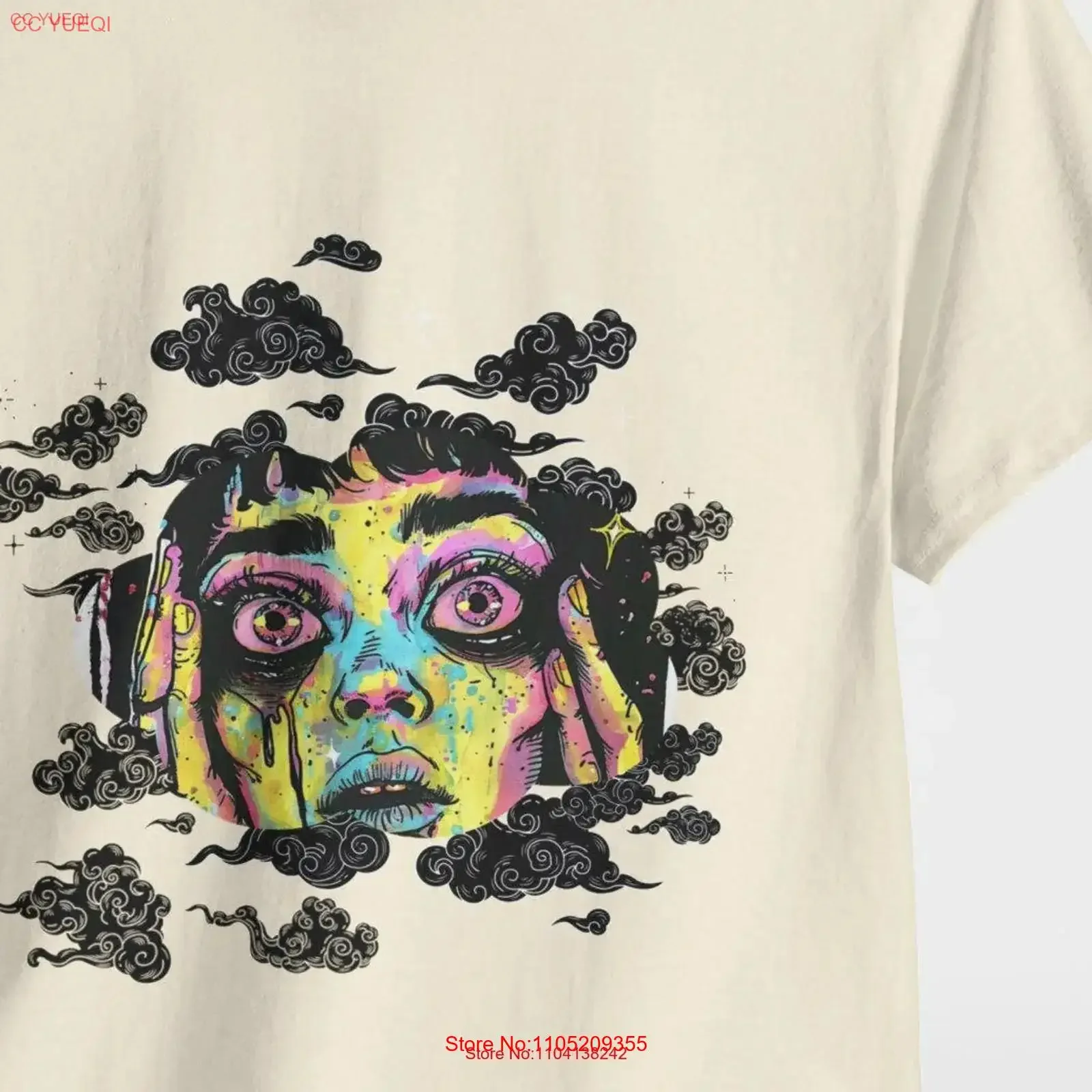 

Футболка акварель EMO для нее сцены группа облака современное искусство иллюстрация панк сад девушка винтаж мытая удобная