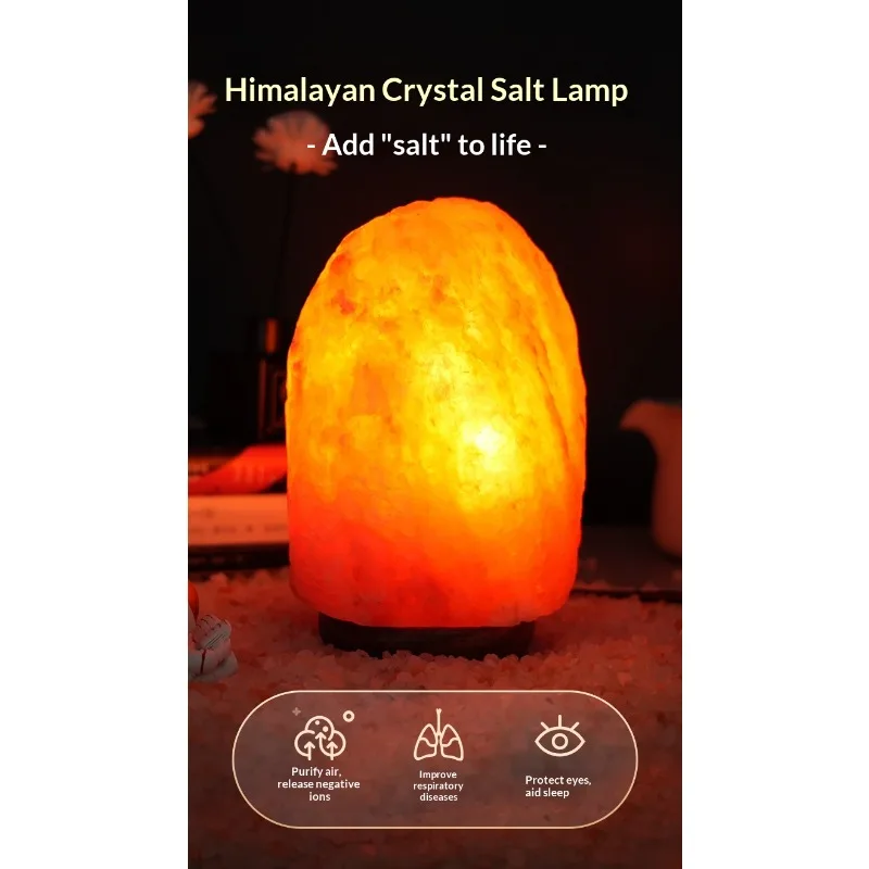مصباح ملح الهيمالايا المستوردة مصباح الصخور الطبيعية فنغ شوي زخرفة غرفة نوم النوم ليلة محظوظ الإبداعية مصباح أرضي LED
