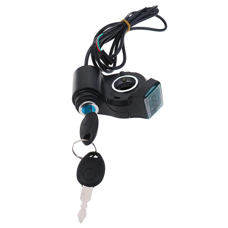 Electric Bicycle Thumb Throttle Voltmeter Digital Voltage Display Switch Power with Key Lock Bike Finger Thumb Throttle