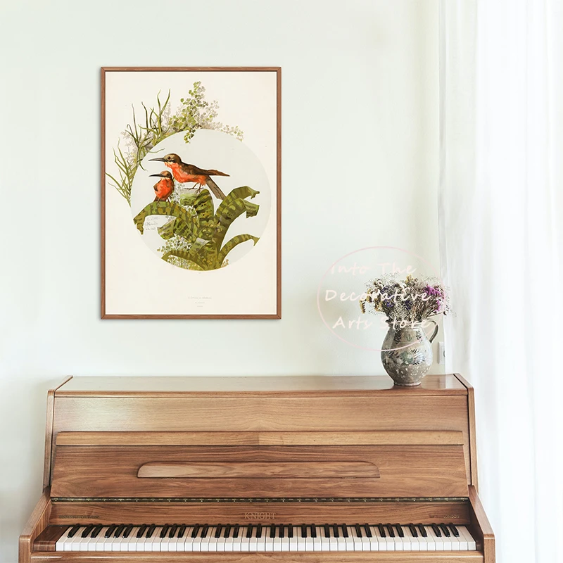 Vintage Birds Wagtail Birds Goldfinch Bird Poster Hummingbird Bird Flower Tree Canvas Printing Wall Art Pictures Room Home Decor