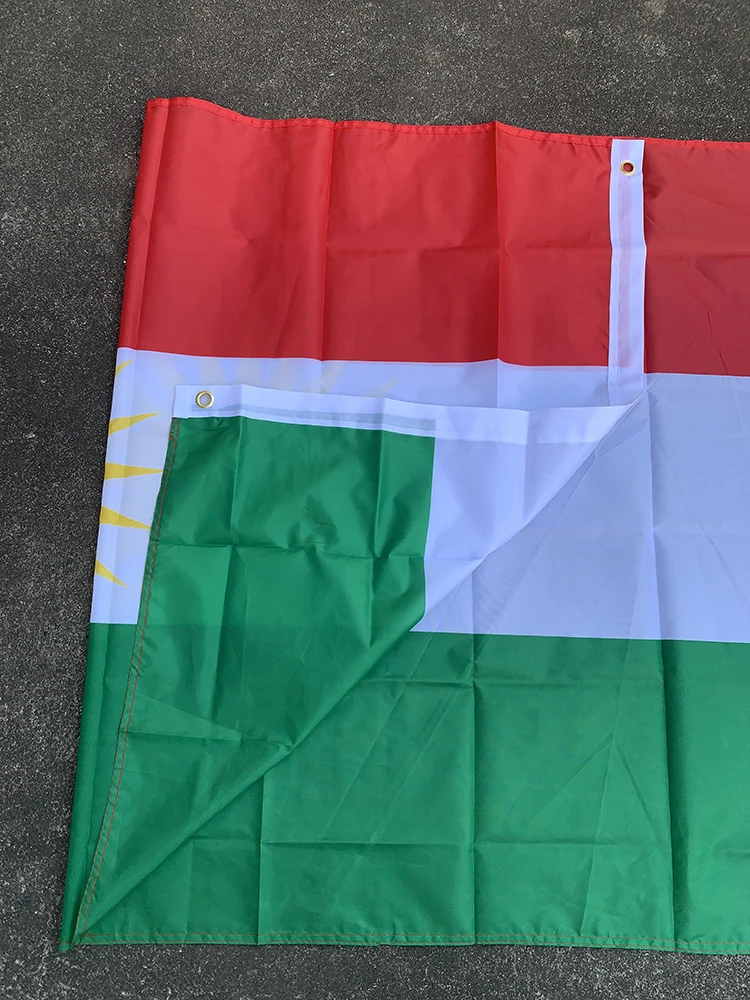 90*150cm  Kurdistan Flag  double Sides Printed Polyester Hanging Kdish Flag Bannes