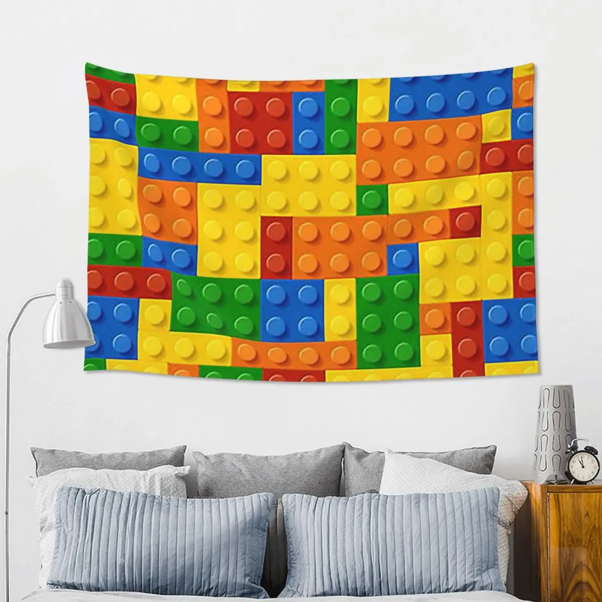 Building Blocks Construction Brick Tapestry Hippie Wall Hanging Aesthetic Home Decor Tapestries for Living Room Dorm Room
