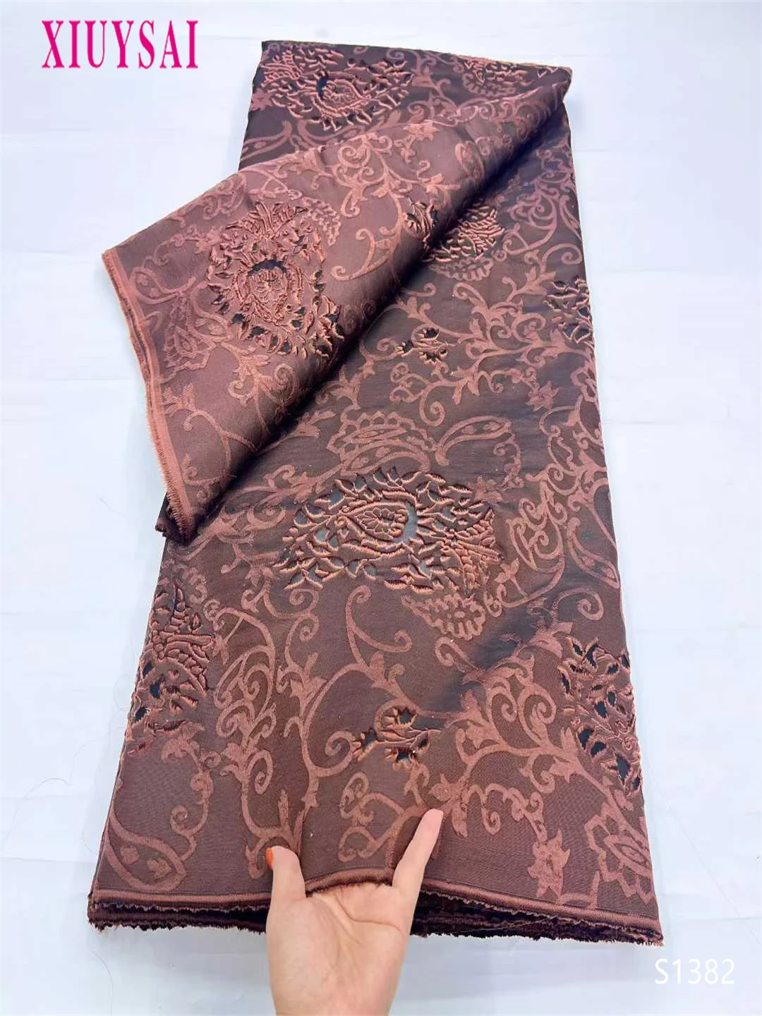 

African Brocade Jacquard Tulle Lace Fabric, Nigerian Embroidery Guipure Party Gown Dress, High Quality, 5Yards, 2021