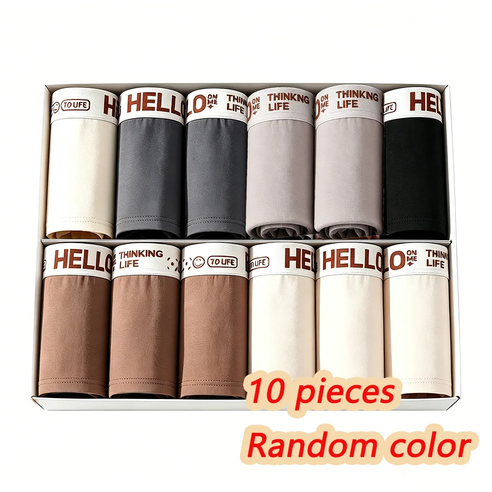 

10pcs Men's Boxer Briefs Mid Waist Soft Breathable Underwear Plus Size Youth Shorts Panties L XL 2XL 3XL 4XL XXL XXXL XXXXL