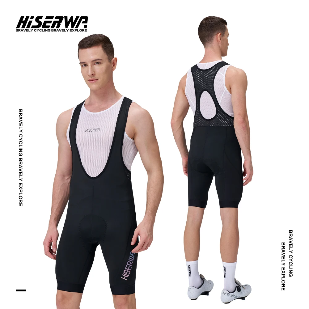 

HISERWA Cycling Bib Shorts Men Pro Team Bretelelle Cyling Shorts Breathable 6H Bicycle Pad MTB Road Bike Riding Bib Tights