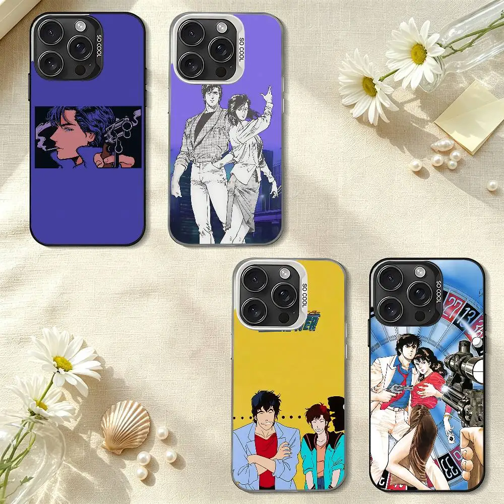 Anime City H-Hunter Thin Silver Electroplating Shock Absorbing Shell For IPhone 17 16 15 14 13 12 11 Pro Max