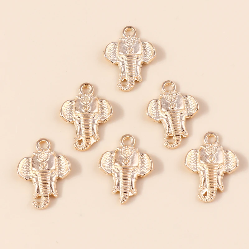 Leslie 10 Stück 21 x 15 mm goldfarbene Metall-Elefant-Anhänger für selbstgemachte Halsketten, Armbänder, Schmuckherstellung – Detail 5
