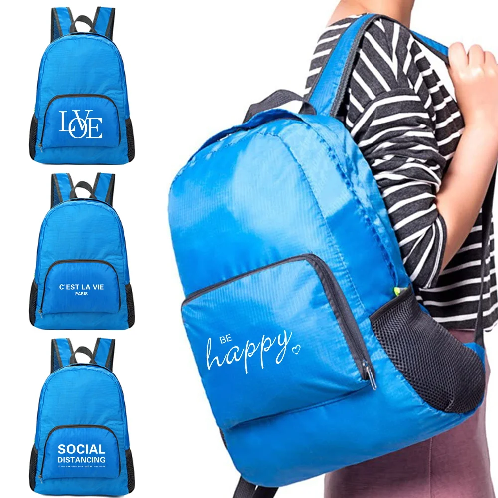 Foldable Backpack 2026 New Men Women Lightweight Portable Folding Sports Daypack Travel Mountaineering Pack Text Print Backpacks