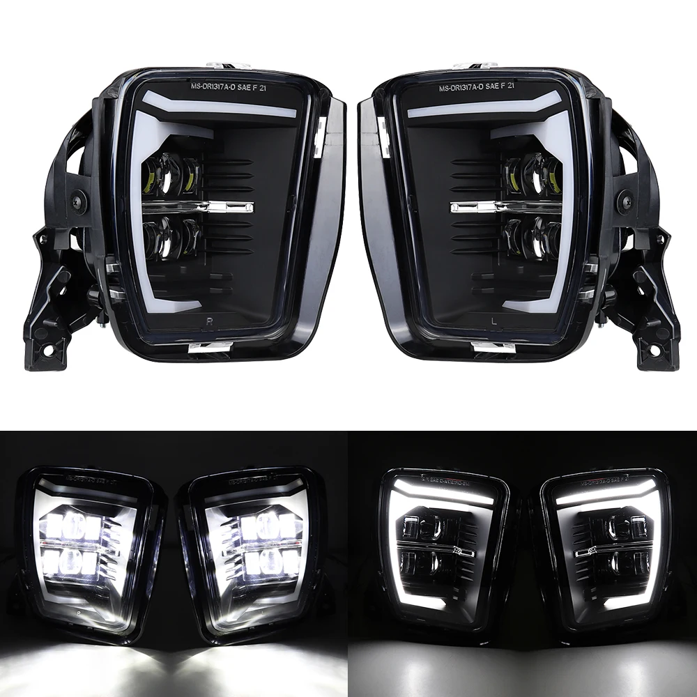 

Black LED Fog Light w/ White DRL Compatible with Dodge Ram 1500 2013-2018 Pickup Bumper Driving Lamp