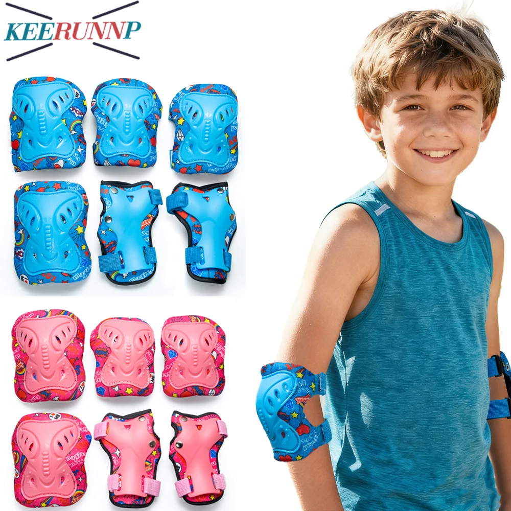 

6PCS Kids Knee Pads Elbow Pads and Wrist Guards for Inline Skating, Roller Skating, Skateboarding, Scootering, Outdoor Sports