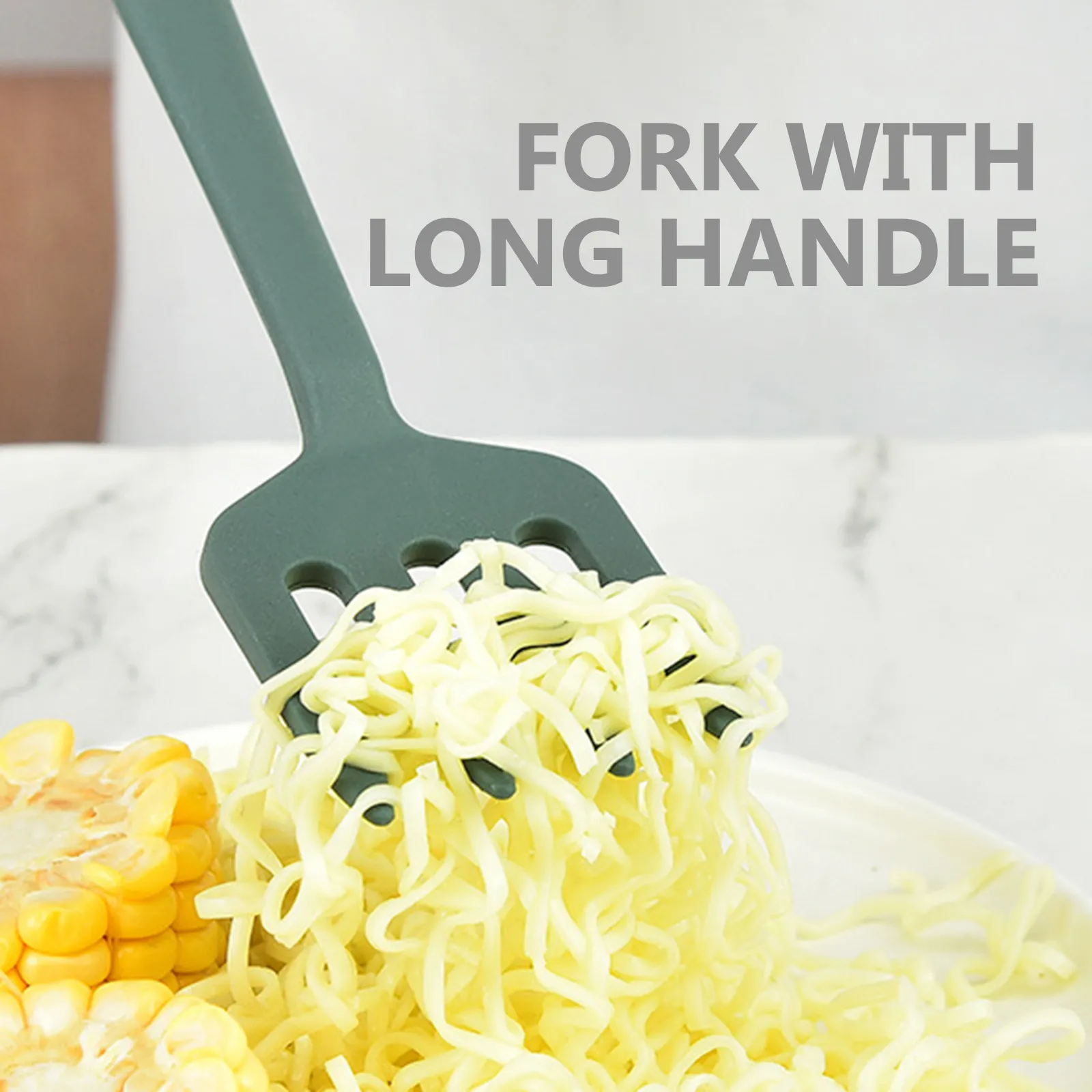

Премиальная силиконовая вилка для приготовления пищи с эргономичной длинной ручкой, безопасная для антипригарных сковородок, многофункциональная лопатка для подачи еды для дома и ресторана