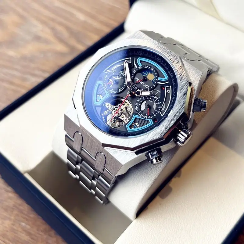 ساعة رجالية أوتوماتيكية بالكامل مجوفة مقاومة للماء ميكانيكية للرجال أزياء الأعمال #1